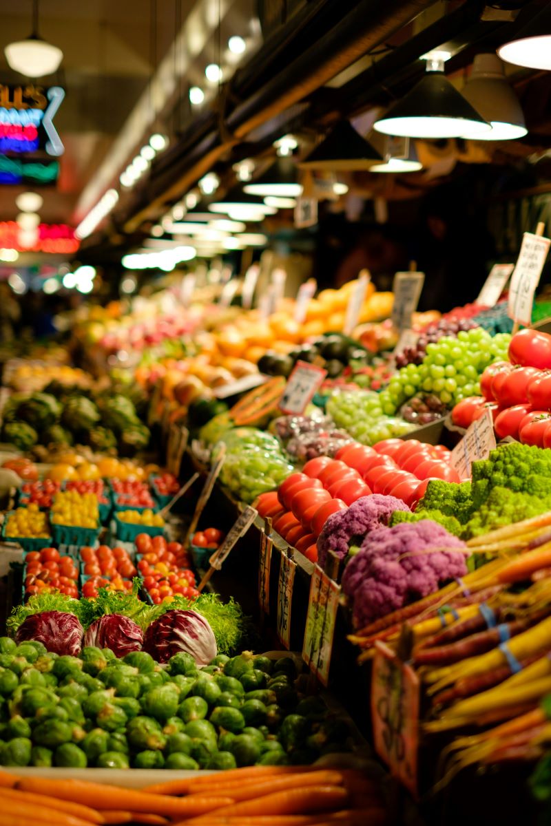 Fruits et légumes d'un supermarché